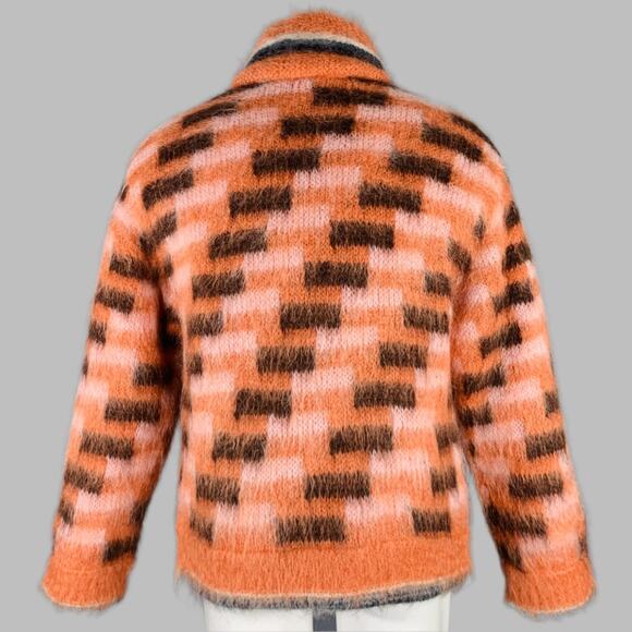 MARNI Size S/M Orange Black Fuzzy Wuzzy Mohair Cardigan Jacket - Picture 4 of 7